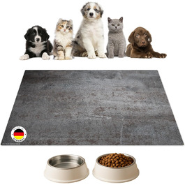 Підстилка для собак та котів 60x40 см – вінілова кормова підстилка з металевим покриттям, міцна, зносостійка, неслизька та водовідштовхувальна – Made in Germany