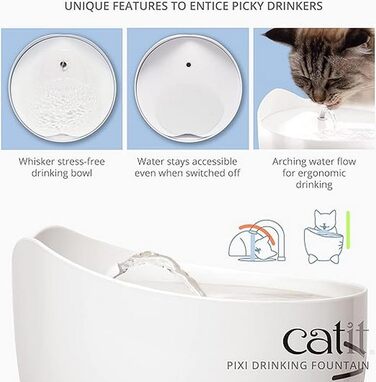 Питний фонтан для котів Catit Pixi, 2,5 л, білий