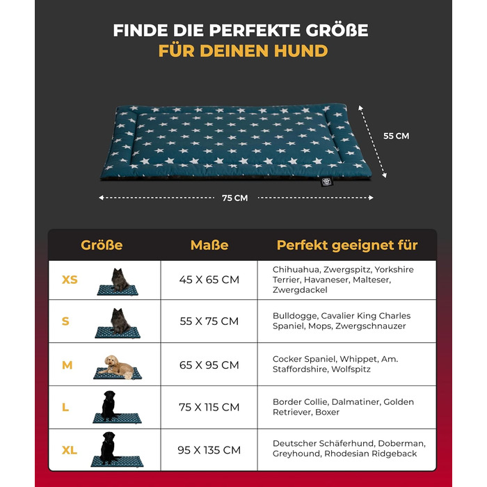 Літня собача ковдра Sterne Petrol з бавовни (55x75 см) – м'яка, з антиковзким шаром, для собак, легко миється, довговічна, Made in Germany