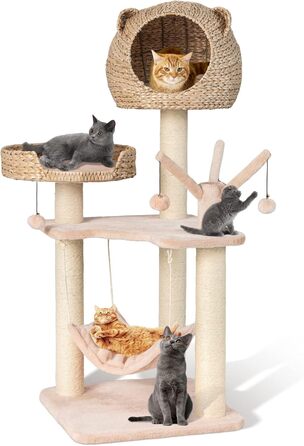 Сучасний котячий будиночок PETSITE з гамаками та когтеточками, багаторівнева вежа для домашніх котів, ігровий комплекс з лежаком та зоною для відпочинку