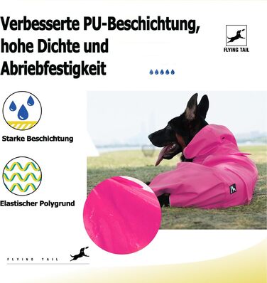 Дощовик для собак, м'який та зручний, з відбиваючими елементами, регульований, легкий в одяганні, отвір для повідка, розміри S - XXXXXL (Рожевий, M)