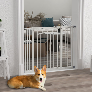 PawHut Dog Door Gate 74-100 см шлагбаум з дверима з автоматичним закриванням без свердління для малих і середніх собак