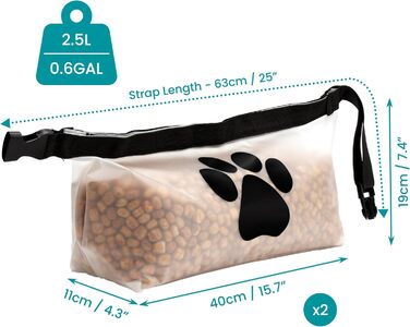 Набір мішечків для зберігання корму для собак BELLE VOUS (2 шт.) - сумка для корму, дорожній миска для собак, аксесуари для собак у подорожах, складаний миска для собак