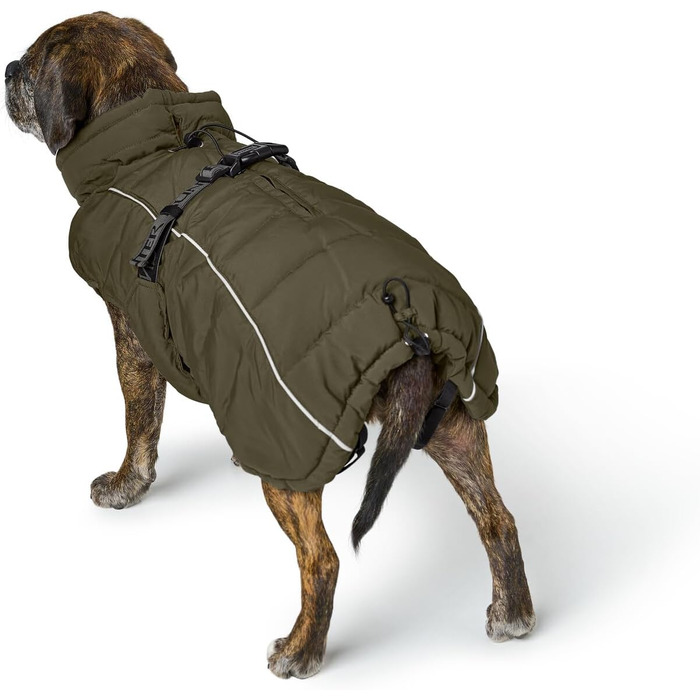 Накидка для собак HUNTER Paxson Mops & Co., оливковий колір, водонепроникна, з відбиваючими елементами, для маленьких собак