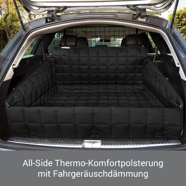 Захист для багажника Doctor Bark з підкладкою та захистом краю вантажного отвору, захист з усіх боків, миючий та гігієнічний - з бавовняної сумішевої тканини (Розмір L - 100x100 см/Чорний)