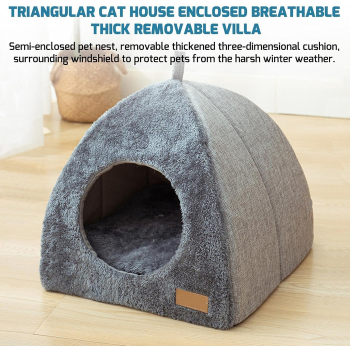 Кігтеточка-будиночок для котів з фетру, чорно-сірий, 40x40x41 см, M