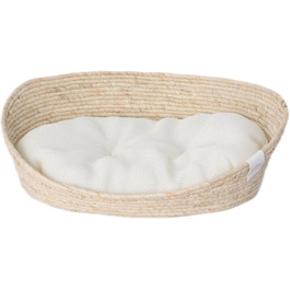 Преміум ліжко-гніздечко Dehner Lovely для домашніх улюбленців, 43 x 35 x 15 см, натуральні матеріали/плюш, білий/бежевий