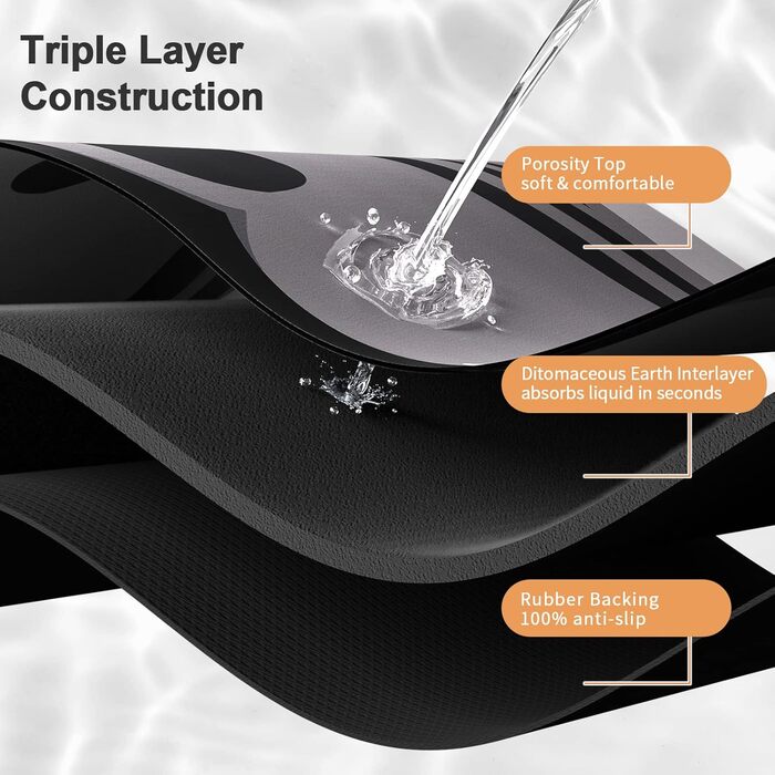 Килимок для котячого корму Stiio, гумова основа, нековзний, вологостійкий, 43.2 x 71.1 см, сірий