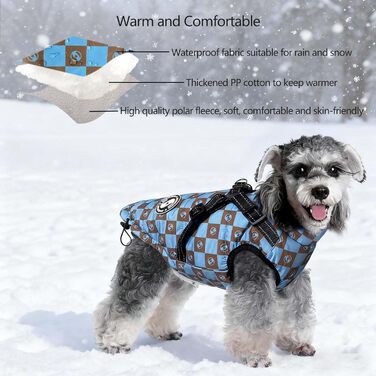 Теплий водонепроникний одяг для собак на зиму (M+, Синій) - куртка для маленьких собак