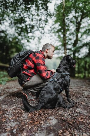 Шлея для собак HUNTER Maldon UP, бірюзово-сіра, м'яка, зручна, з 3M Scotchlite світловідбивачами, регульована, з ручкою, розмір L