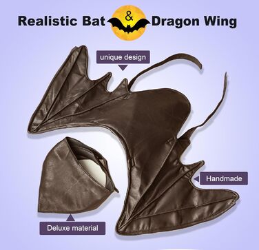 Костюм на Хелловін для собак: крила кажана, дракона, птаха. Підходить для великих, середніх та маленьких собак. Чорні крила кажана (M, колір кава).