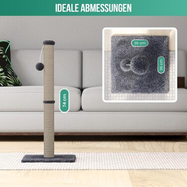 Котячий будиночок-когтеточка Avalo з іграшкою - 36x36x74 см - Темно-сірий