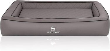 Ортопедичне ліжко для собак Knuffelwuff Hampstead M-L 85x65 см, сіре, з лазерним стьобанням, штучна шкіра