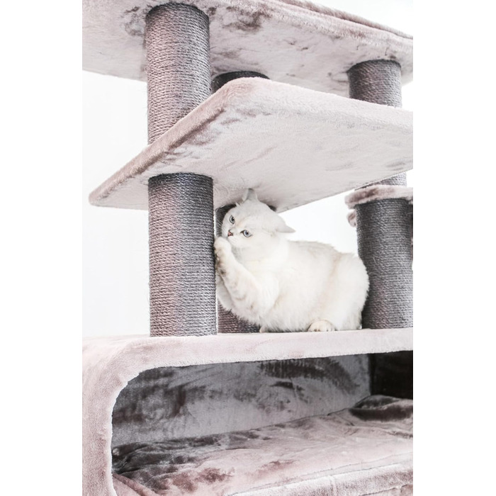 Когтеточка для великих котів Petrebels Maine Coon XXL Route 180 см, натуральний сизаль, стовпи 12/15 см, капучино