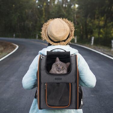 Рюкзак-переноска для собак та котів, сірий, розширюваний, для подорожей літаком