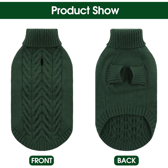 Пуловер для собак великих порід, класичний роллінговий комір, святковий новорічний пуловер, теплий, об'ємний, для собак, цуценят, домашніх тварин, еластичний трикотаж, осінньо-зимовий одяг з отвором для повідка (Рожевий (XX-Large, Зелений))