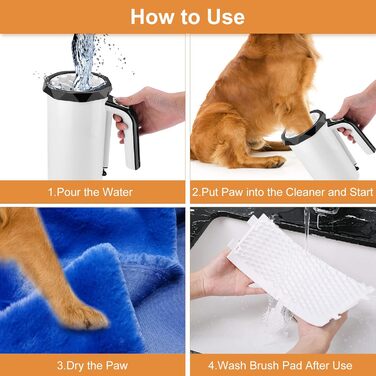 Автоматичний мийник лап для собак MYPIN, 2-в-1 з м'якою силіконовою щіткою, для великих собак та котів (чорний)