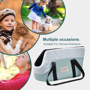 PETCUTE Сумка-переноска для собак, дихаюча, з ременем безпеки та знімним підкладом, до 10 кг, для собак, котів (світло-зелена)