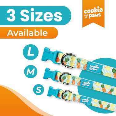 Нашийник і повідець для собак Cookie Paws, неопрений, м’який, з підкладкою, зручний, стильний, міцний, універсальний, з ананасовим принтом, розмір S