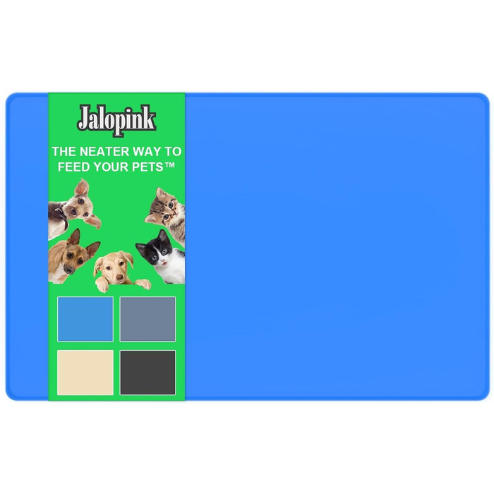 Килимок для корму для собак та котів з силікону харчової якості, з піднятими краями, неслизький, синій (L)