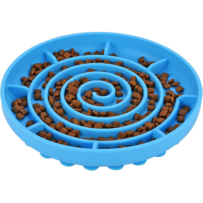 Антигликальний насадка для миски для собак, силіконова повільна годівниця, антигликальна миска для собак та котів (Large, Blue)