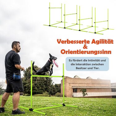 Набір для аджиліті для собак Froadp Agility Set: 4 бар'єри, стійки для слалому, регульована висота, тренувальний комплект 104x70x101 см, зелений