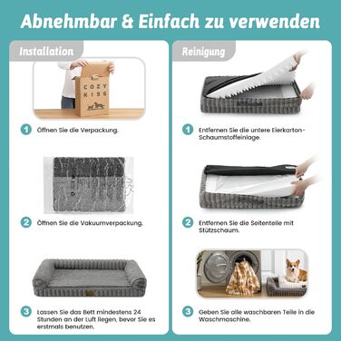 Ортопедичне ліжко для собак XL з штучного хутра, 110x80x17 см, сіре. Знімне, миється, водонепроникне, антиковзаюче.