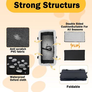 Автокрісло для собак - автокрісло для маленьких собак, з подвійним ременем безпеки, знімний чохол, сумка для зберігання