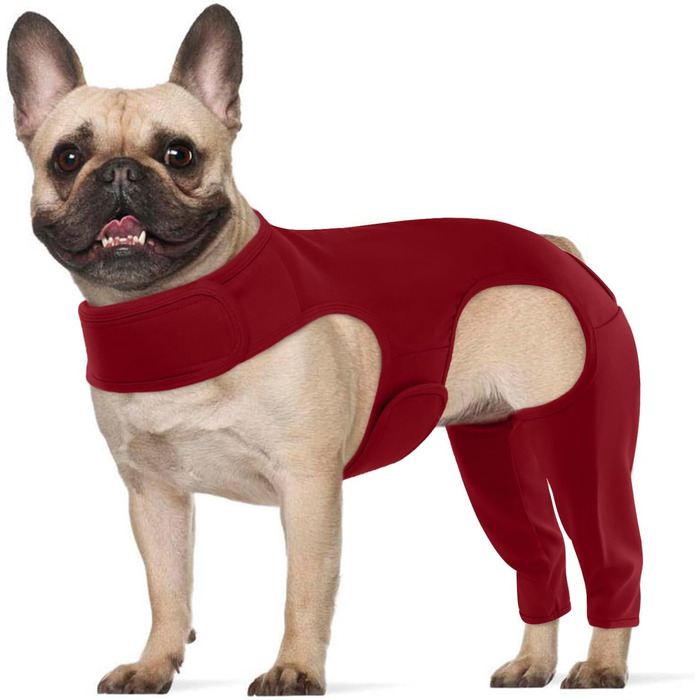 Комбінезон для собак після операції на ногах – захист від витікання, запобігає інфекціям, розмір L, бордовий