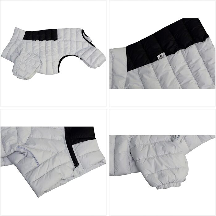 Теплий водонепроникний комбінезон для собак Off White XL, зимова куртка з 4-ма штанинами, вітрозахисна, з відбивачами, для малих, середніх і великих порід