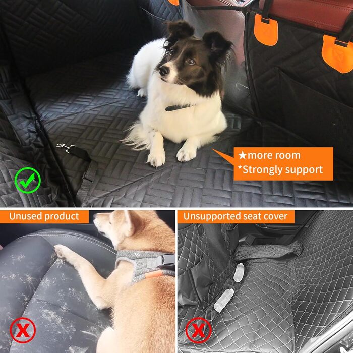 Автомобільний чохол на сидіння для собак, заднє сидіння, подовжувач, жорстка основа, знімний та пральний, водонепроникний, антиковзаючий, з сіткою та кишенею для зберігання, для авто, вантажівки, SUV