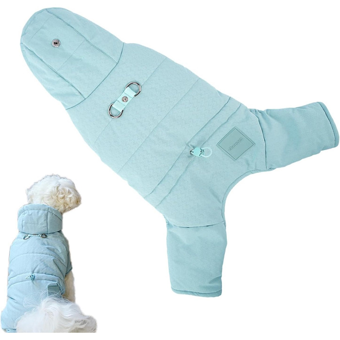 Зимова куртка для собак, тепла флісова куртка для маленьких собак, блакитна, 2XL