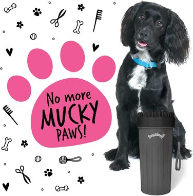Очисник лап для собак BUGALUGS - портативний душ для лап для собак та котів (Великий, чорний)