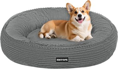 Кругле ліжко для собак середніх порід, котяче ліжко, зручне, знімний кошик, Ø 70 см, сірий колір, 70 x 70 x 20 см