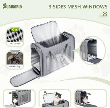 Транспортна сумка для собак Petsfit, 55x40x23 см, чорна, до 12 кг, для подорожей літаком (Eurowings, Lufthansa)