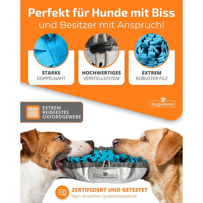 DOGPARENTS® нюхальний килимок для собак малих і великих, міцна синя іграшка-килимок для занять і пошукових ігор
