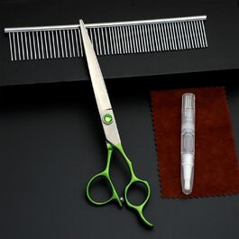 Ножиці для грумінгу собак, 7.0' - професійні ножиці для собак та котів з японської нержавіючої сталі, зелені (прямий зріз)