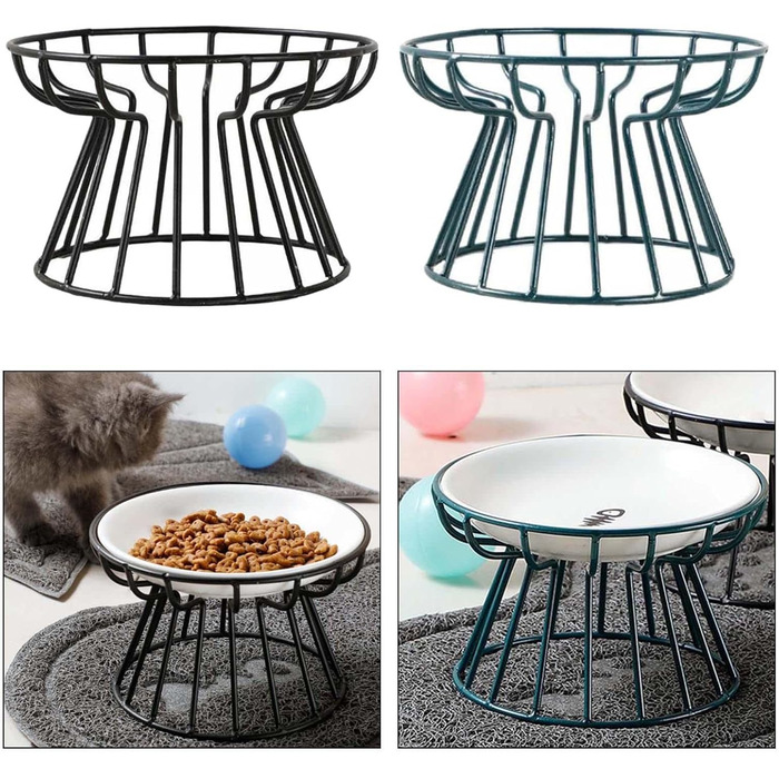 Підвищений миска для котів LOVIVER 2 шт. з кераміки, проти блювоти, захист шийного відділу хребта, неслизький, на підставці