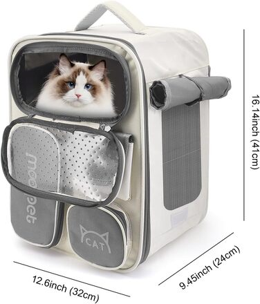 Рюкзак для кота та маленьких собак з вентиляцією, безпечною лінійкою та килимком для тварин