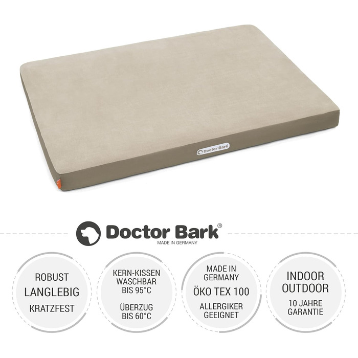 Ортопедичний лежак для собак Doctor Bark з флісовою поверхнею, великий (L - 100x70 см, бежево-золотистий)