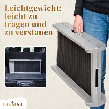 Рампа для собак у машину, складана – 174 см, 38 см – протиковзка гумова поверхня, для великих собак – стійка сходинка для авто та SUV – вантажопідйомність 136 кг – чорна (світло-сіра)