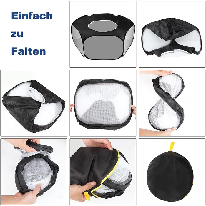 Клітка-ігровий майданчик для дрібних тварин, розкладний вольєр для кроликів, хом'яків, шиншил, кошенят та цуценят (чорний)