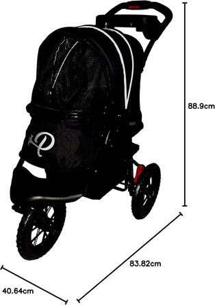 Petique Chinook Schwarz: розкішний візок для собак | Колеса 30 см, EVA, світловідбивачі | До 23 кг
