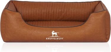 Ортопедичне собаче ліжко Knuffelwuff Chesapeake з лазерного стеганого штучного шкіряного покриття XL 105 x 75 см. Знімний чохол, легко чистити, для великих, середніх та маленьких собак (L 85 x B 63 x H 23 см, Rusty)