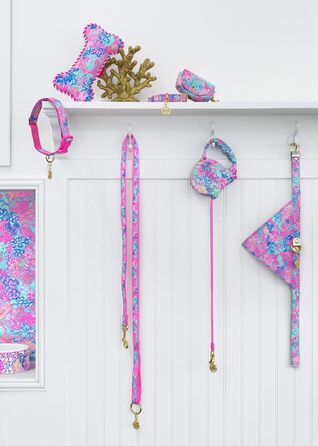 Регульоване нашийник-хустинка Lilly Pulitzer для собак, міцна екошкіра, застібка, кільце для повідця/жетона, Splendor im Sand, розмір M/L