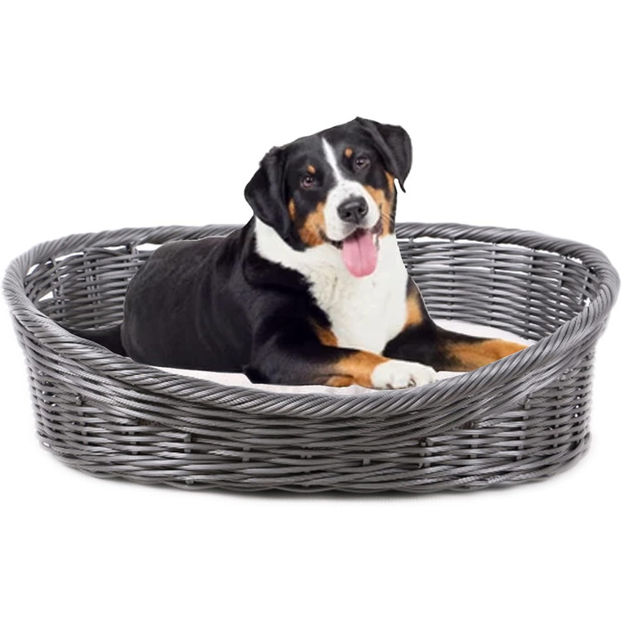 Лежак для собак і котів MaxxPet з подушкою, круглий, 70x53x23 см, антрацит