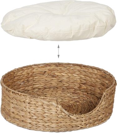 Кругле ліжко для собак та котів Relaxdays, 15 x 49 см, з мореної трави, натуральний колір/кремовий