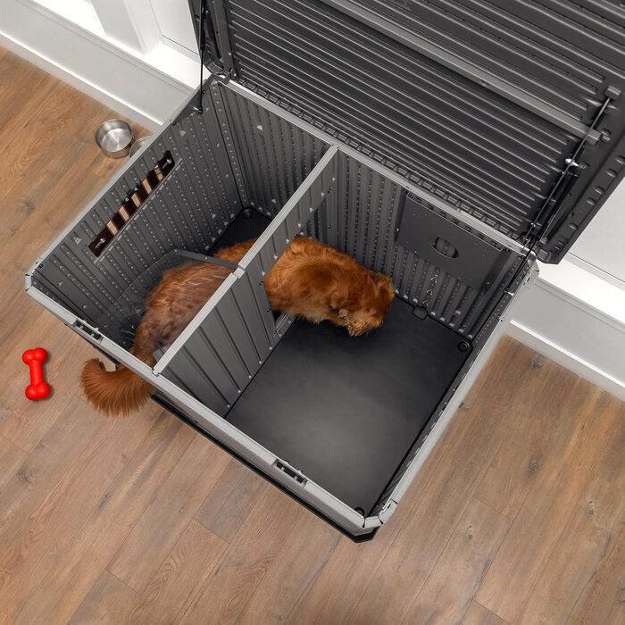 Кінець Lifetime - Зовнішній вольєр для собак, 120x97x97-90 см, переносний собачий будиночок, з піднятим дном, знімним перегородкою, захист від УФ-випромінювання, складане дах, прямокутний вольєр для саду (92314)