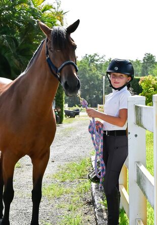Дитячі штани для їзди верхи FitsT4 - спортивні рейтузи для дівчаток, повний силіконовий наповнювач, рейкові штани, літні штани з 2 бічними кишенями та петлями для ременя, чорний колір, розмір L