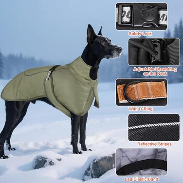 Водонепроникний зимовий одяг для собак, теплий зимовий одяг для собак, куртка для собак, теплий зимовий одяг для собак з D-Ring (Зелений, 4XL)
